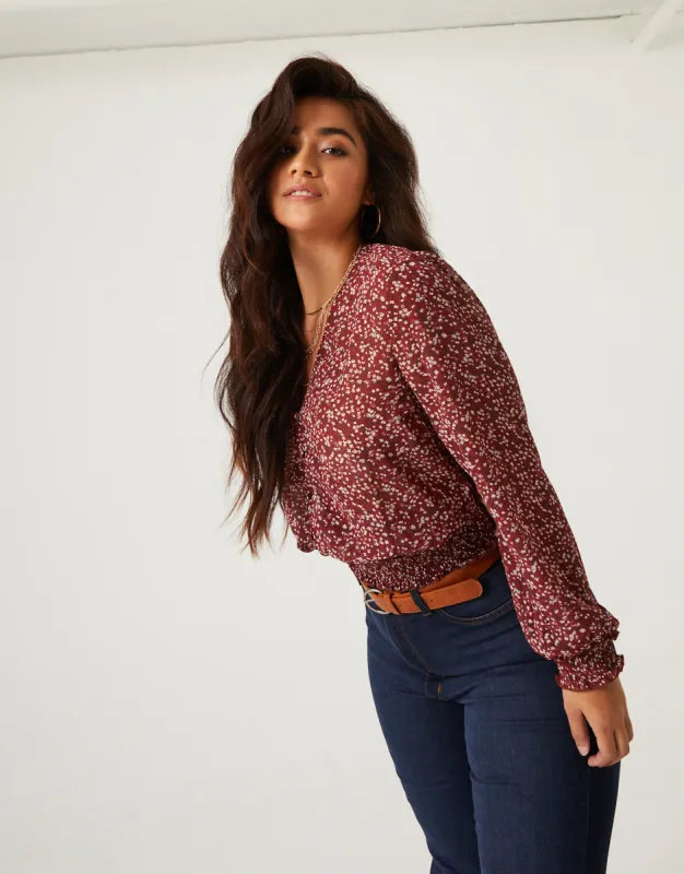 Plus Size Sheer Smocked Floral Top sold by 2020 Ave