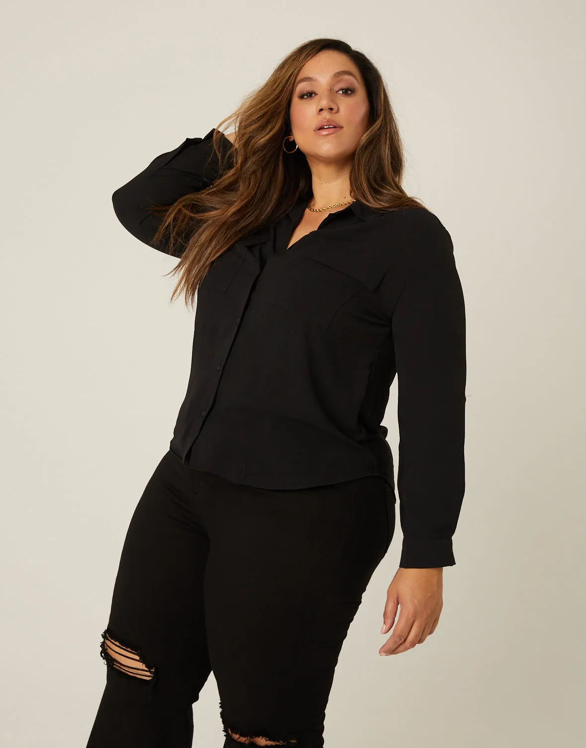 Plus Size Relaxed Button Up Shirt sold by 2020 Ave product image thumbnail 3