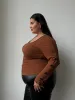 Plus Size Bow Detail Ribbed Long Sleeve Top sold by 2020 Ave