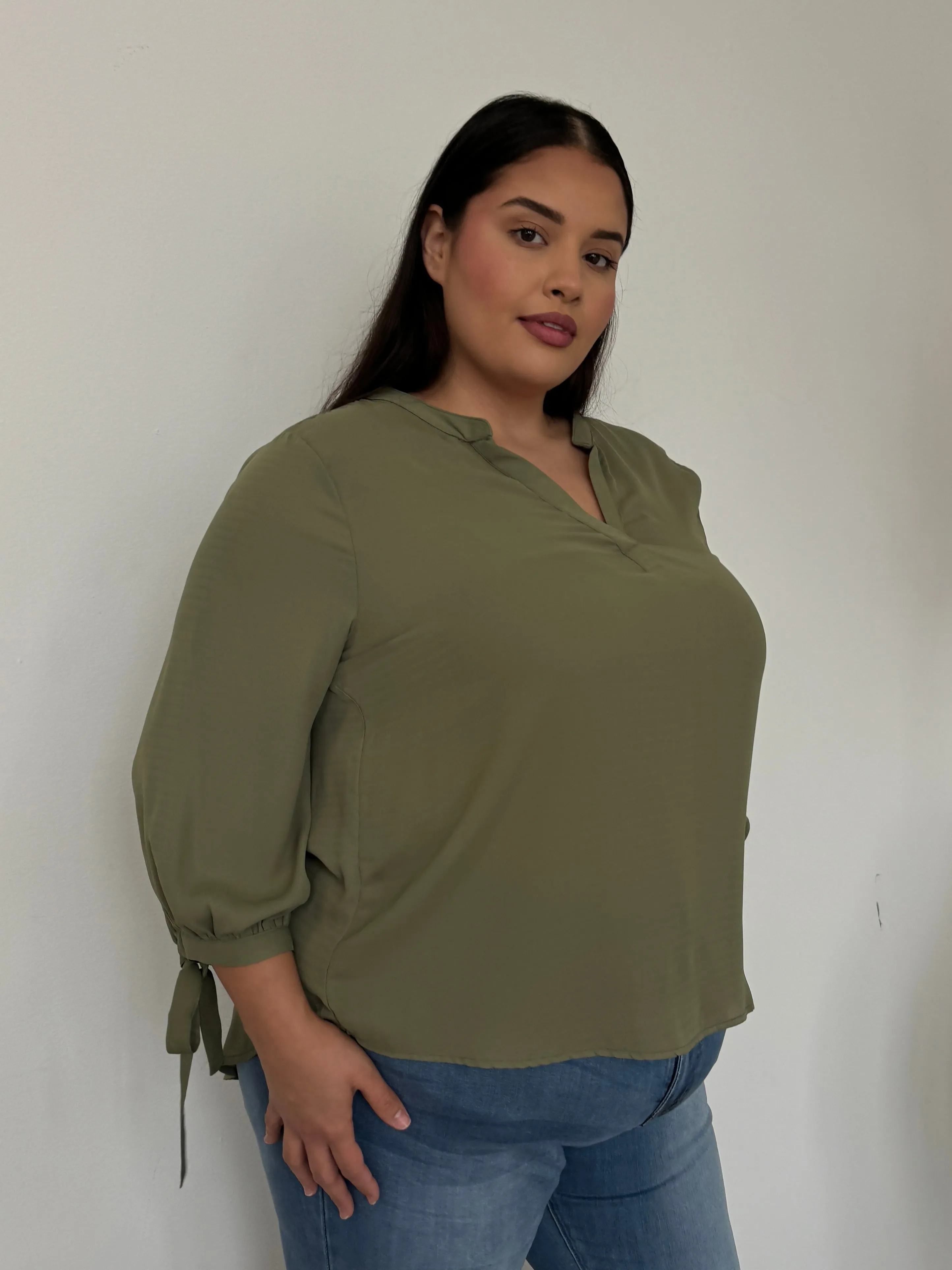 Plus Size Split Neck Flowy Blouse sold by 2020 Ave product image thumbnail 4