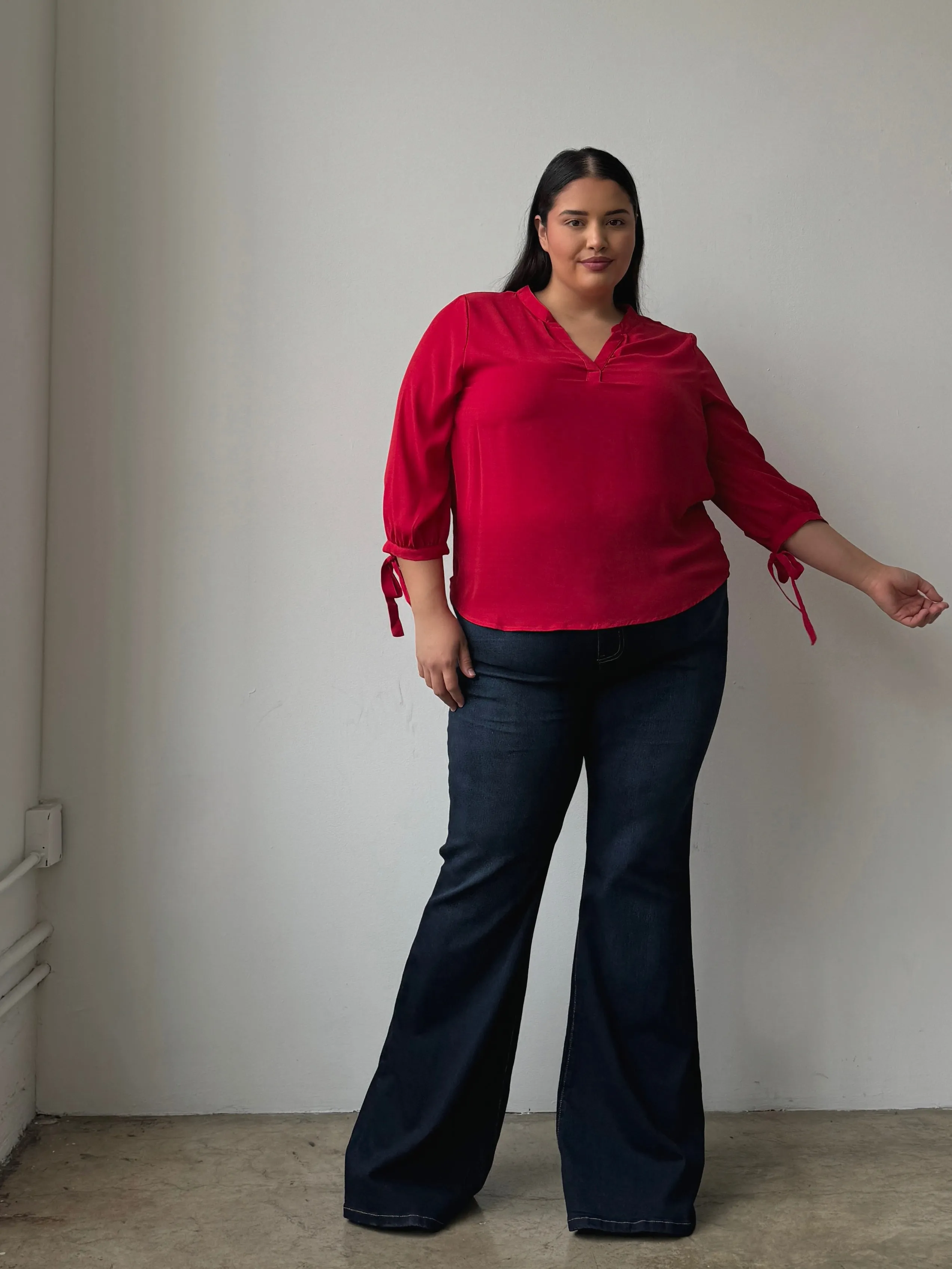 Plus Size Split Neck Flowy Blouse sold by 2020 Ave