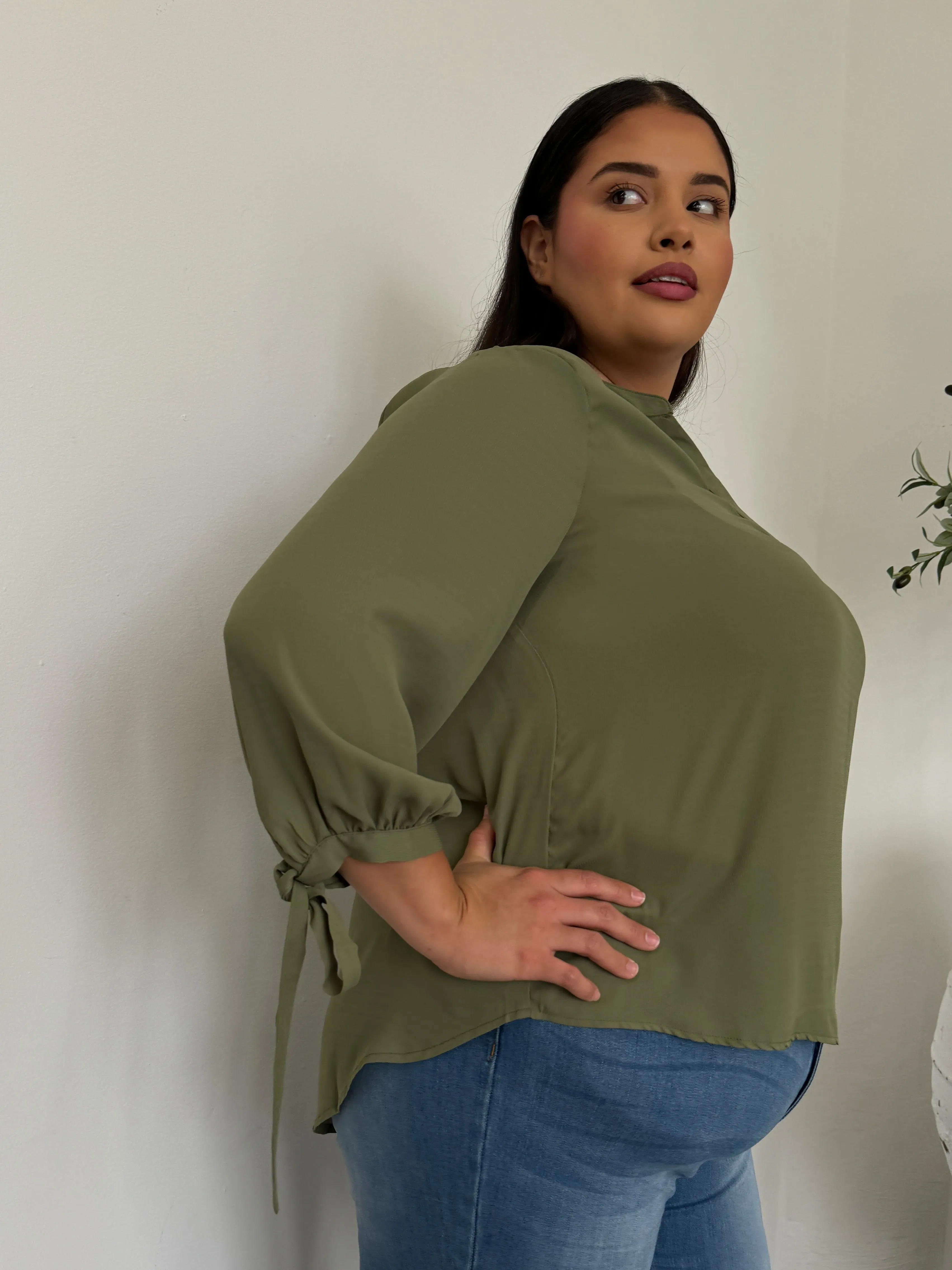 Plus Size Split Neck Flowy Blouse sold by 2020 Ave product image thumbnail 5