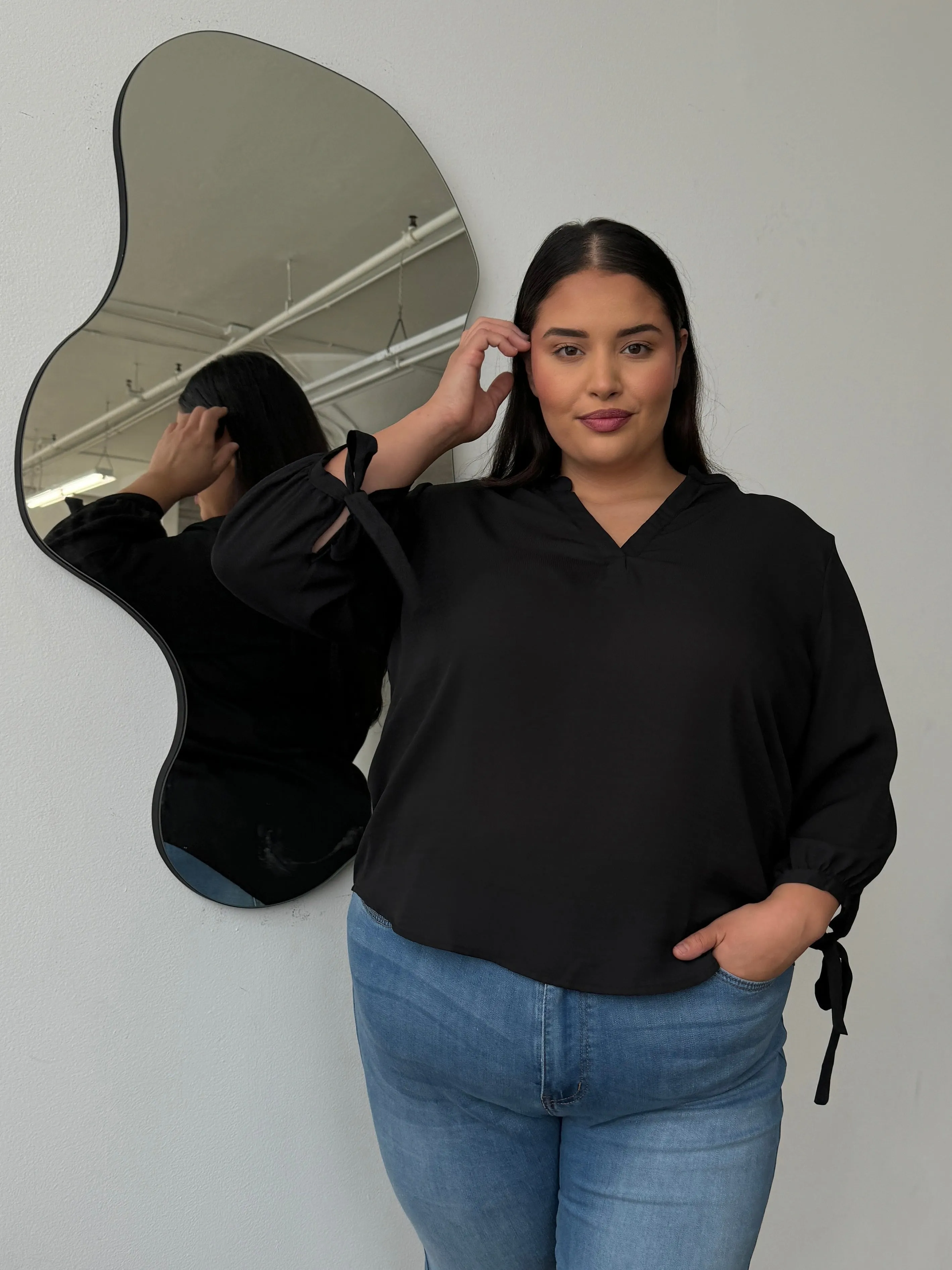 Plus Size Split Neck Flowy Blouse sold by 2020 Ave product image thumbnail 2