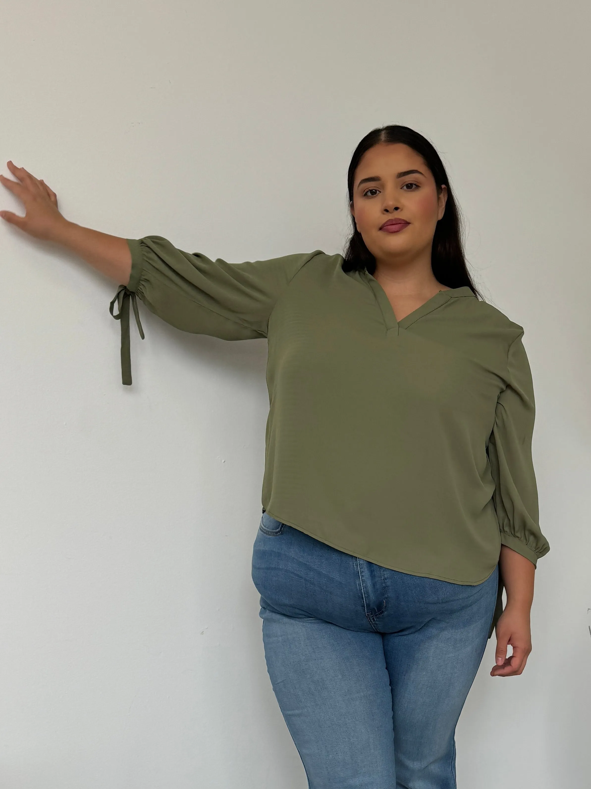 Plus Size Split Neck Flowy Blouse sold by 2020 Ave product image thumbnail 3