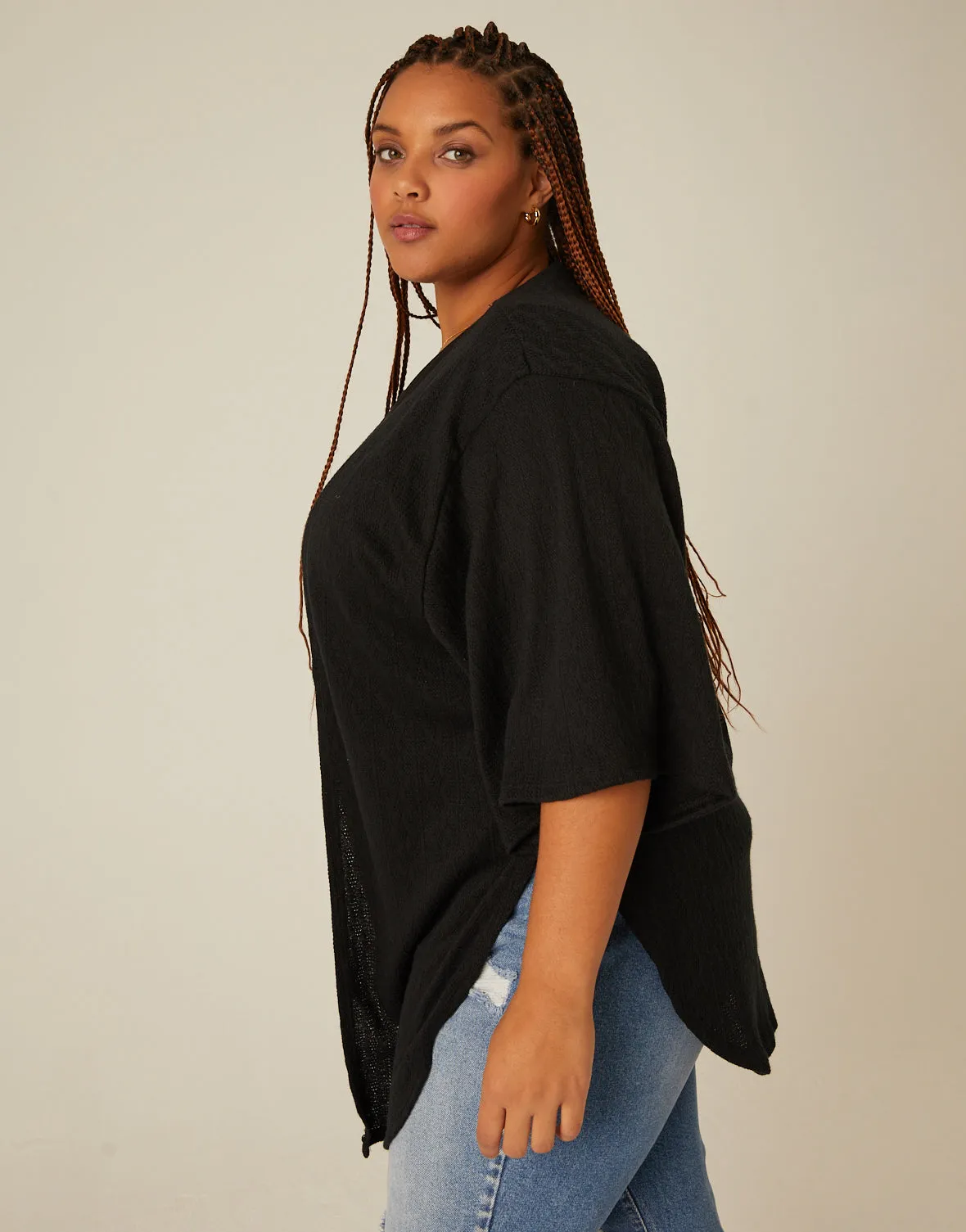 Plus Size Short Sleeve Open Cardigan sold by 2020 Ave product image thumbnail 2