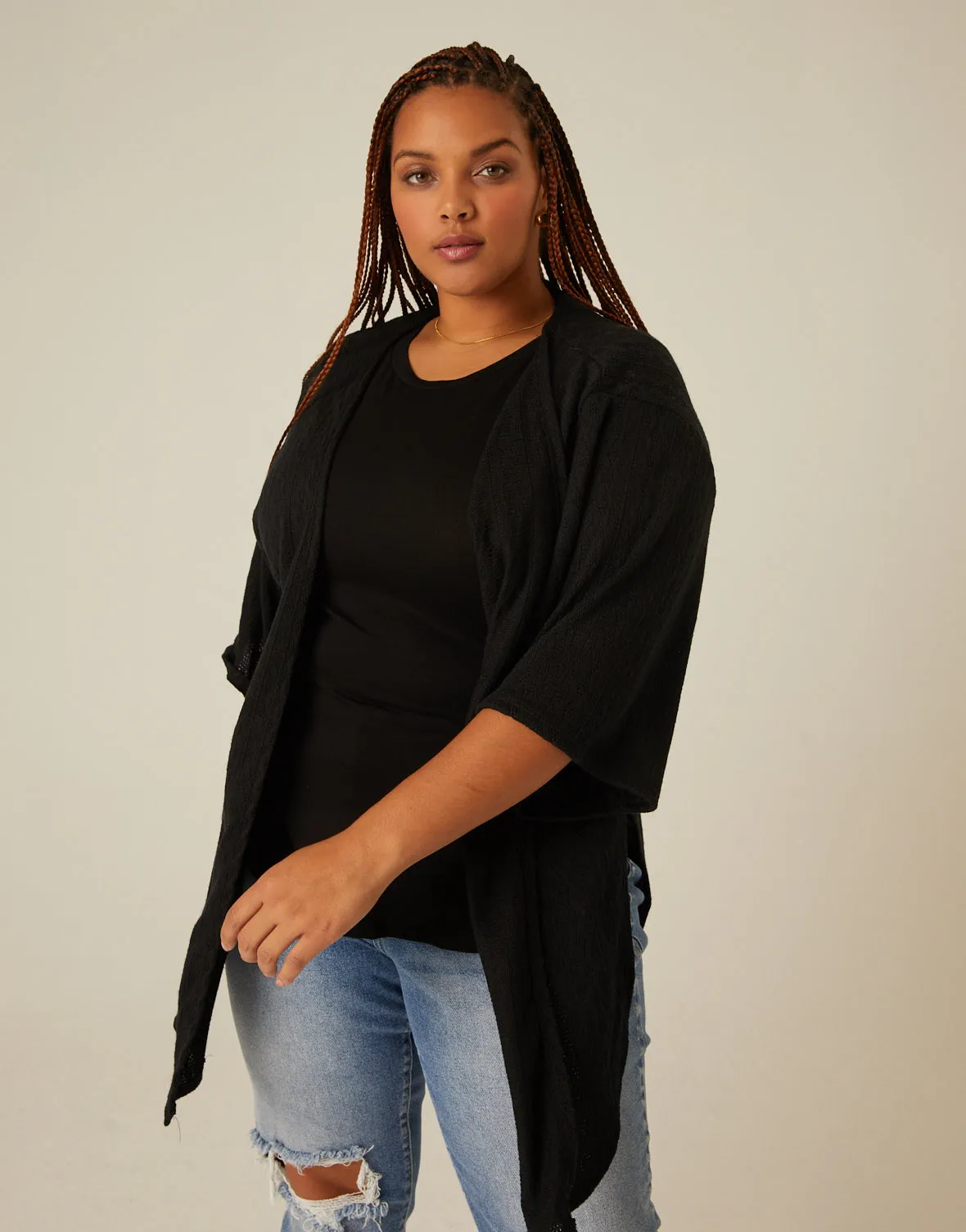 Plus Size Short Sleeve Open Cardigan sold by 2020 Ave
