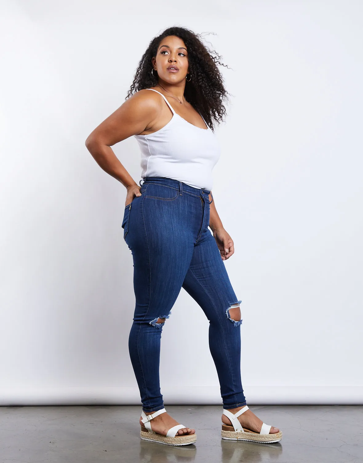 Plus Size Ripped Knee Skinny Jeans sold by 2020 Ave product image thumbnail 2