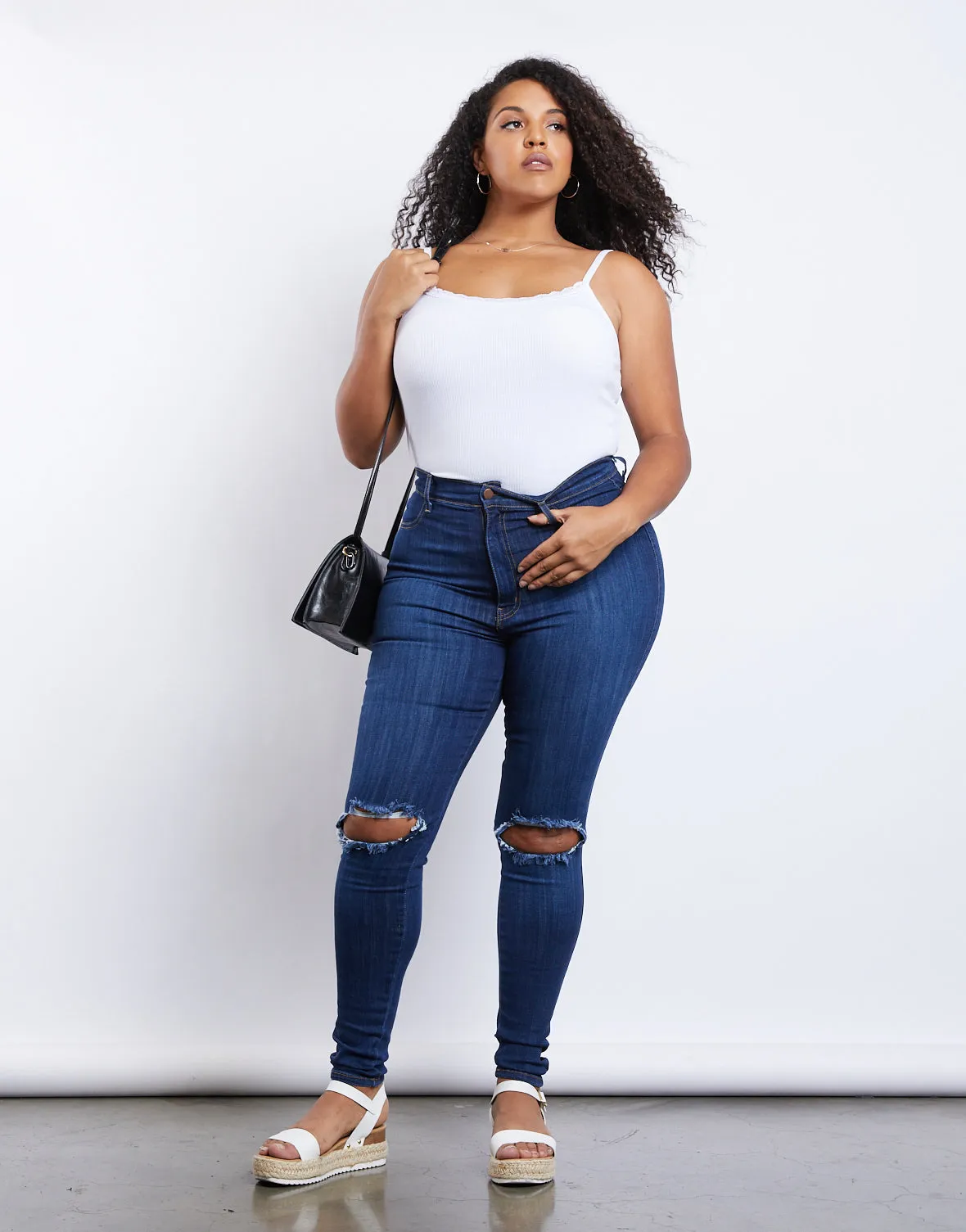Plus Size Ripped Knee Skinny Jeans sold by 2020 Ave