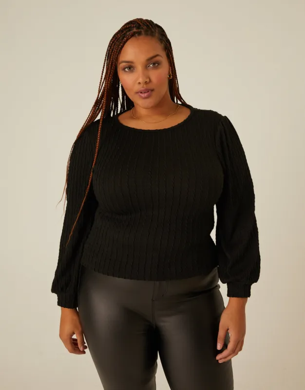 Plus Size Twist Knit Long Sleeve Top sold by 2020 Ave