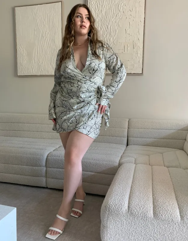 Plus Size Modern Leaf Print Wrap Dress sold by 2020 Ave