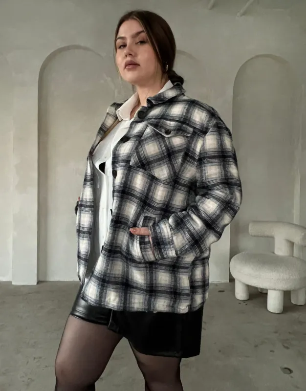 Plus Size Fuzzy Lined Plaid Coat made by Zenobia