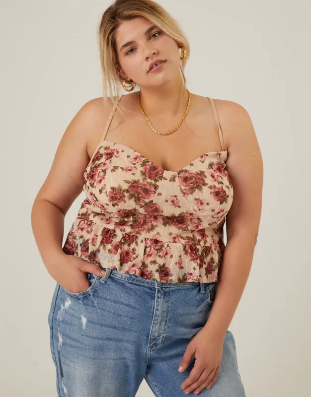 Plus Size Floral Bustier Cropped Tank sold by 2020 Ave