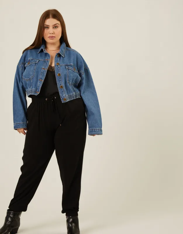 Plus Size Elasticized Denim Jacket sold by 2020 Ave