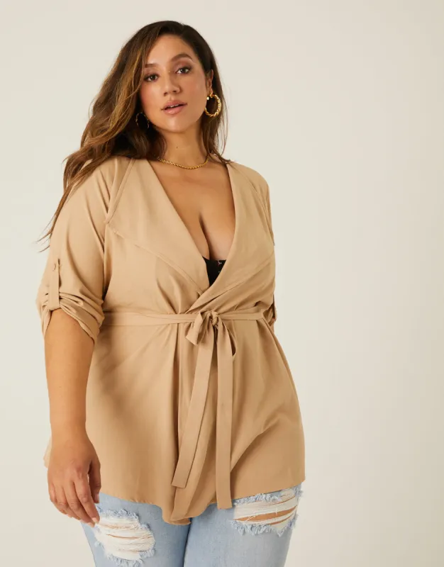 Plus Size Crepe Tied Cardigan sold by 2020 Ave