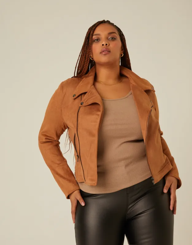 Plus Size Suede Moto Jacket sold by 2020 Ave