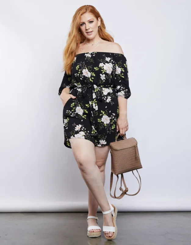 Plus Size Arianna Floral Romper sold by 2020 Ave
