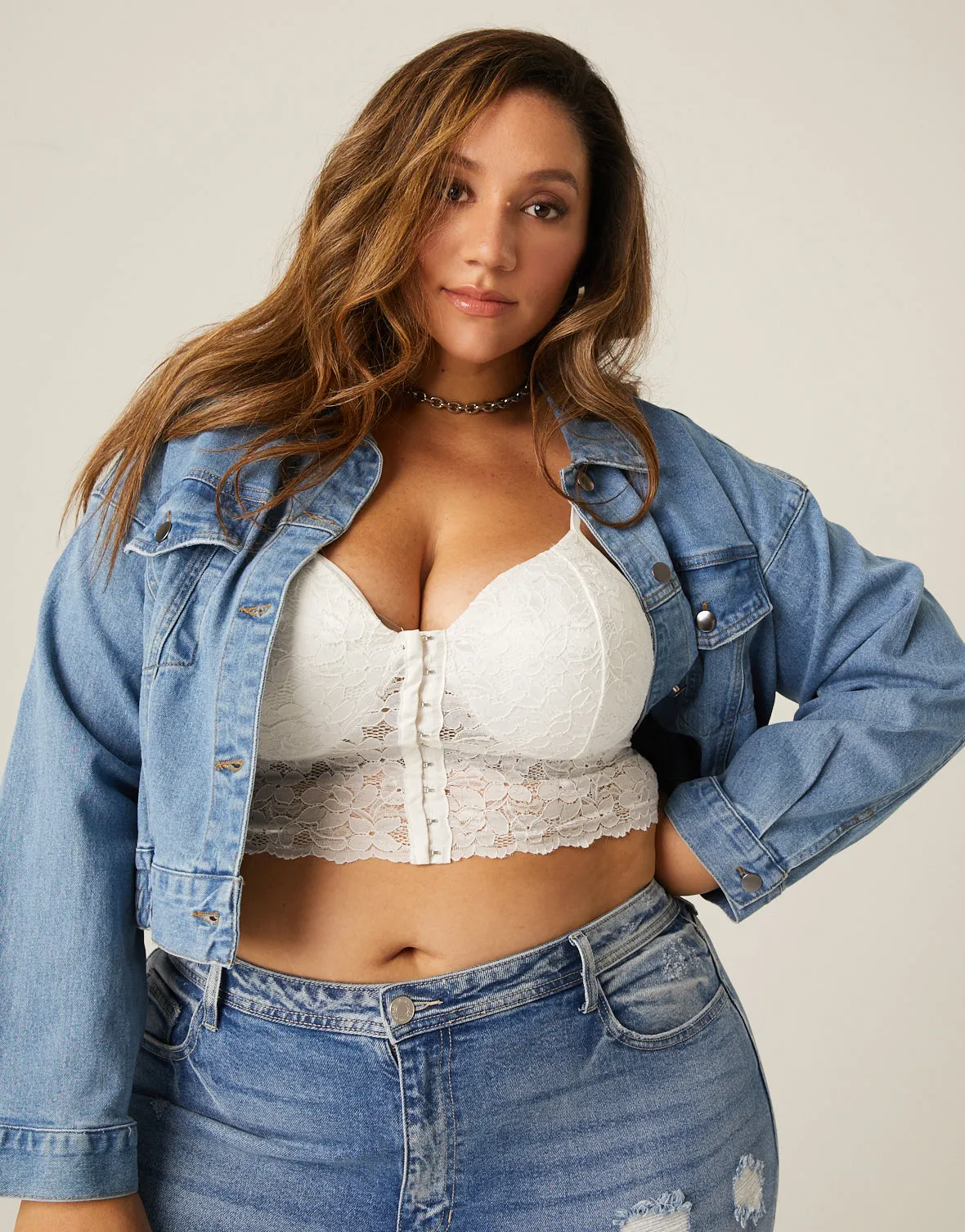 Plus Size Elastic Hem Denim Jacket sold by 2020 Ave product image thumbnail 5