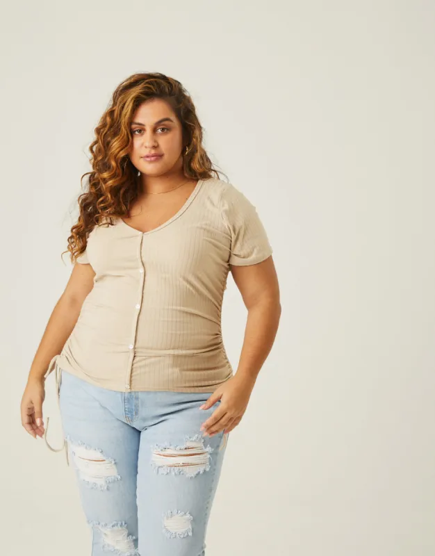 Plus Size Ribbed Side Ruched Tee sold by 2020 Ave