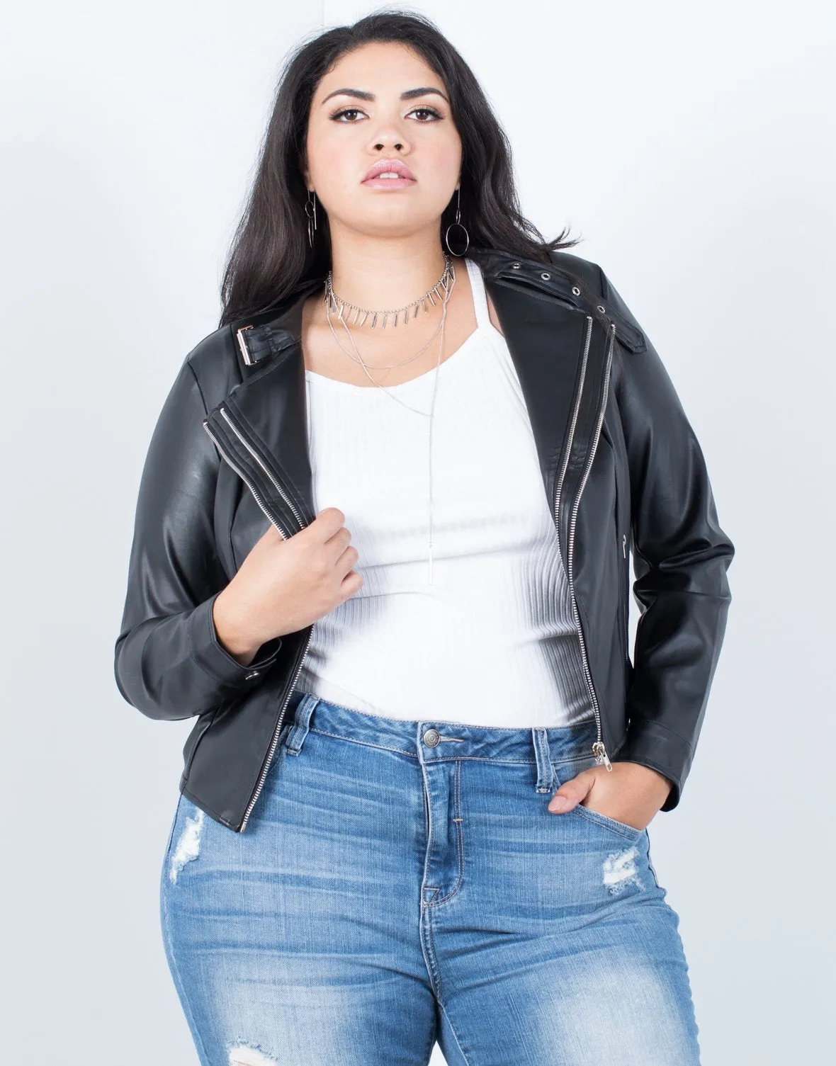 Plus Size Effortless Leather Jacket sold by 2020 Ave product image thumbnail 2