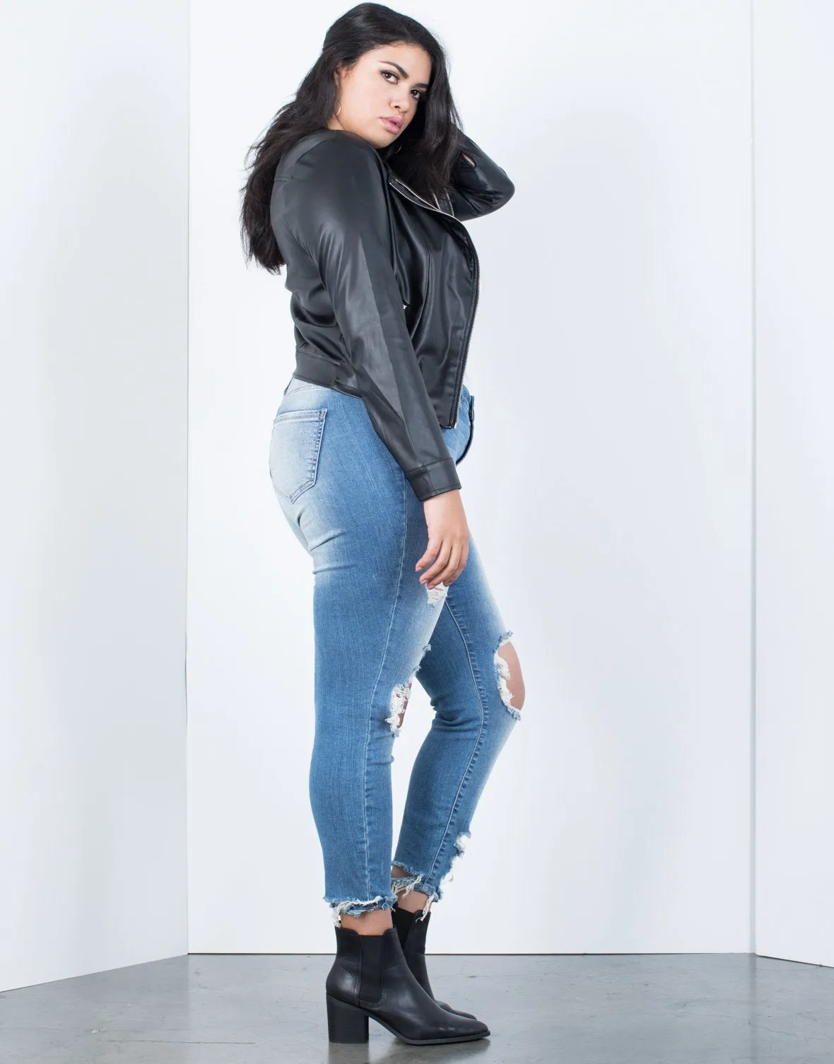 Plus Size Effortless Leather Jacket sold by 2020 Ave product image thumbnail 3