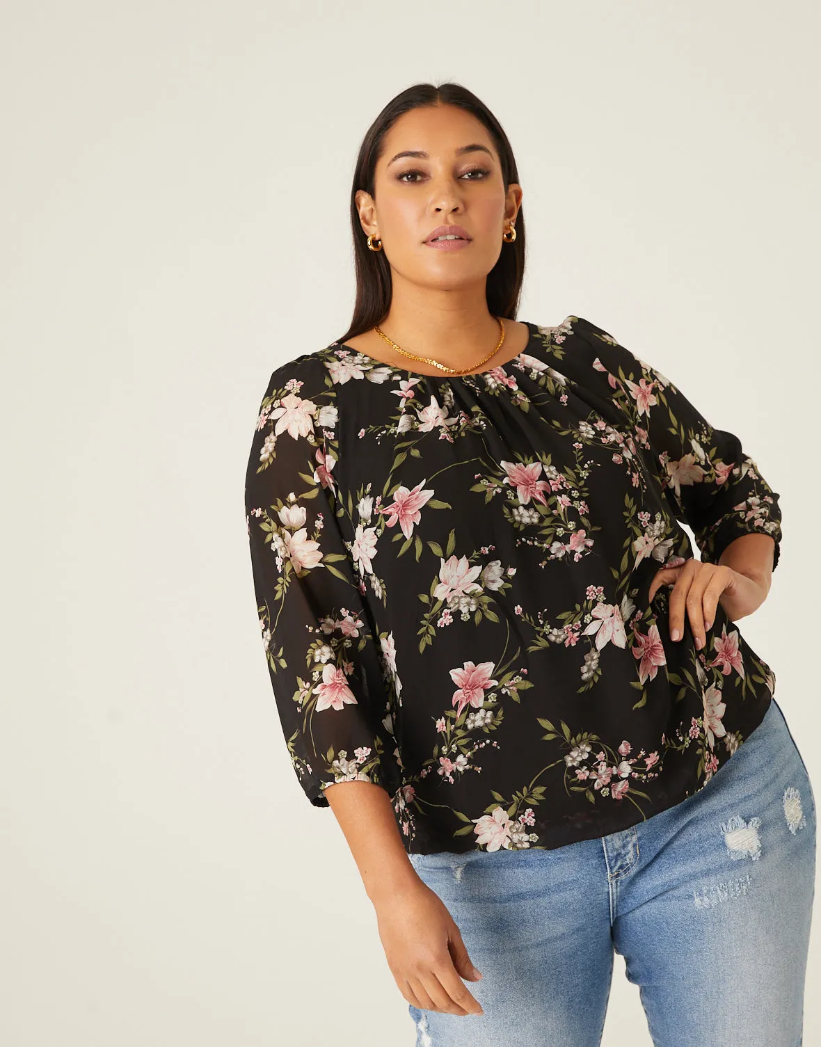 Plus Size Flowy Floral Top sold by 2020 Ave product image thumbnail 3