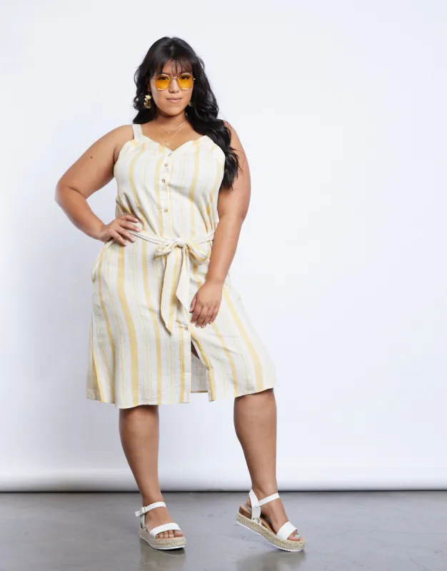 Plus Size The Sweet Escape Striped Midi Dress sold by 2020 Ave