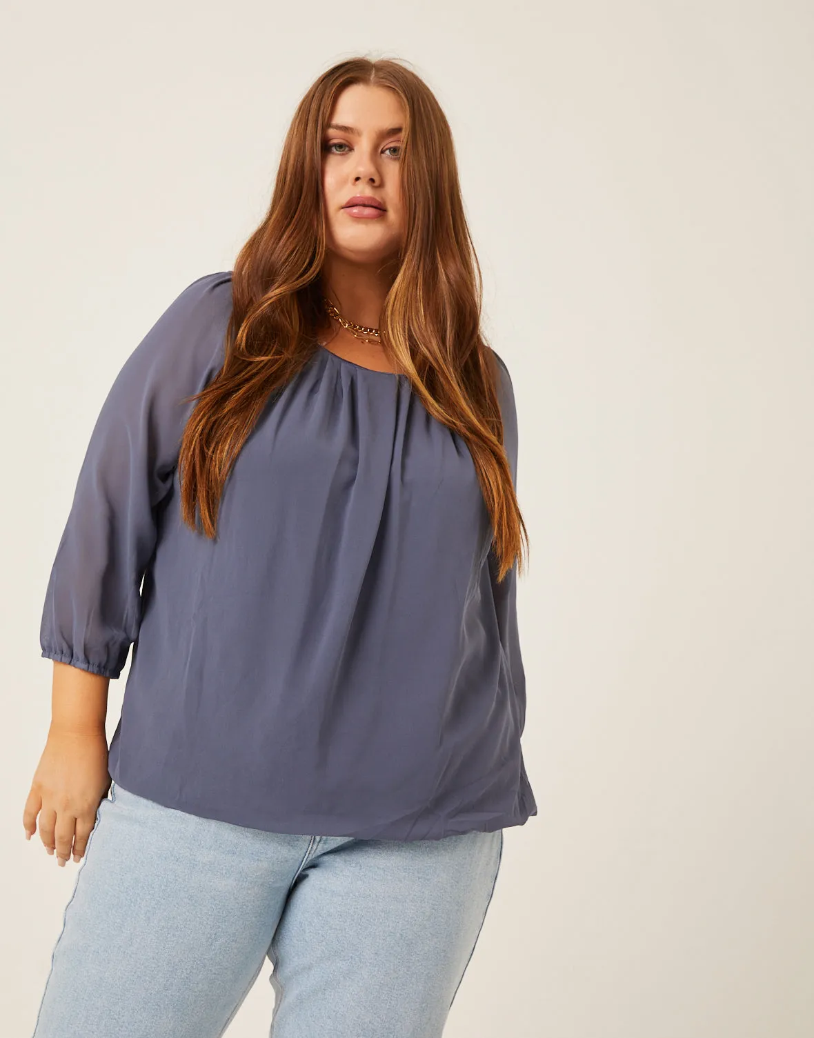 Plus Size Flowy Long Sleeve Chiffon Blouse sold by 2020 Ave product image thumbnail 4