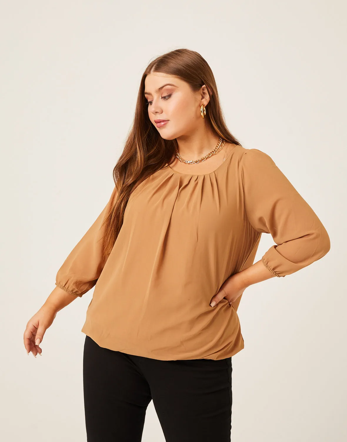 Plus Size Flowy Long Sleeve Chiffon Blouse sold by 2020 Ave product image thumbnail 2
