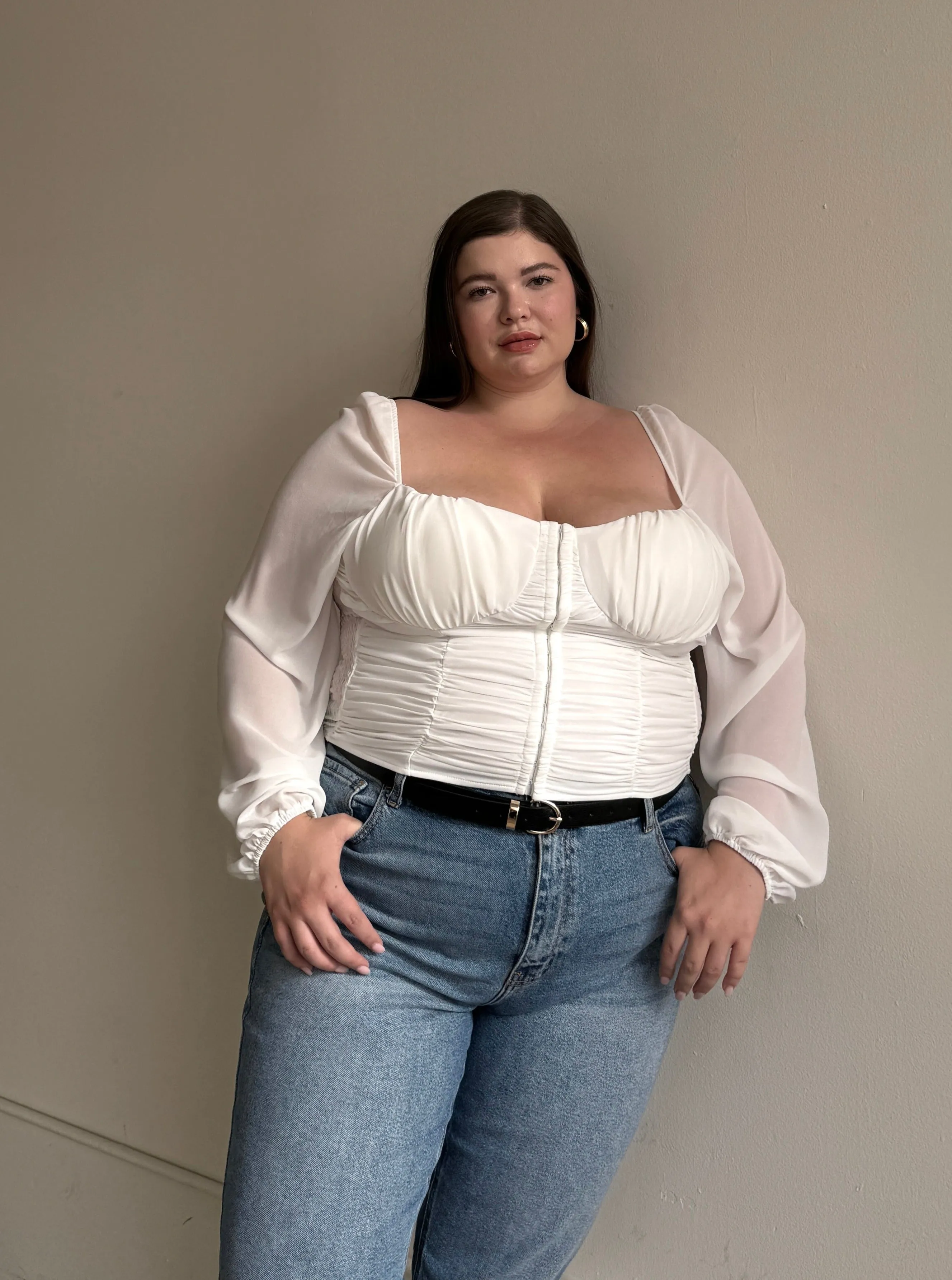 Plus Size Long Sleeve Bustier Crop Top sold by 2020 Ave