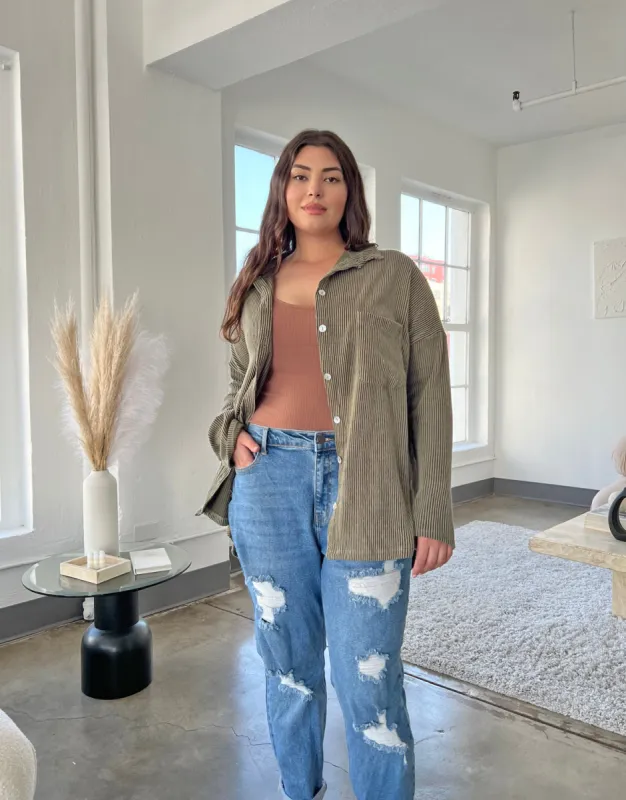 Plus Size Comfy Knit Button Up Shirt sold by 2020 Ave
