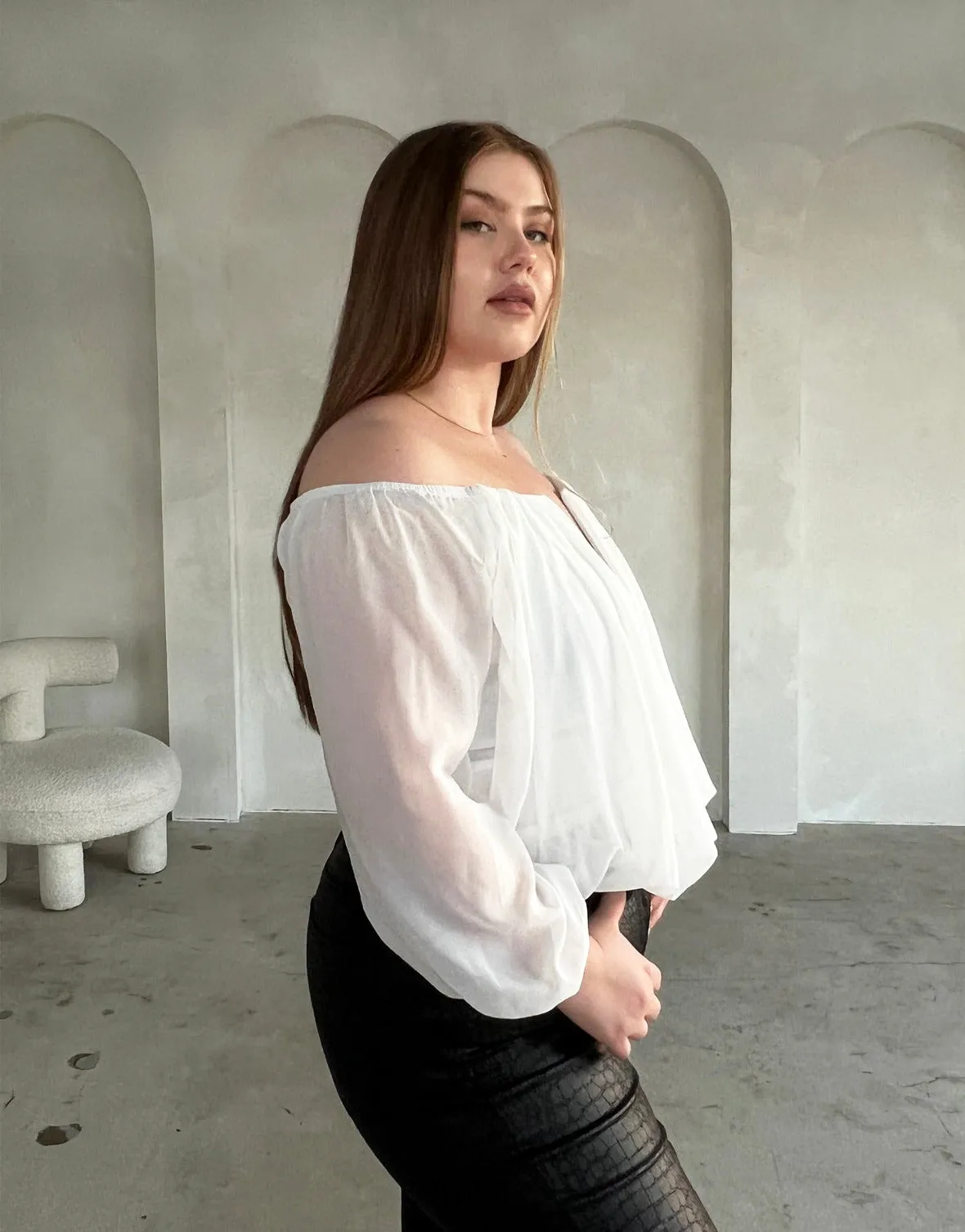 Plus Size Draped Chiffon Blouse sold by 2020 Ave product image thumbnail 4
