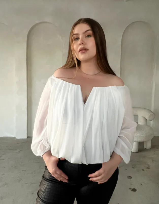 Plus Size Draped Chiffon Blouse sold by 2020 Ave