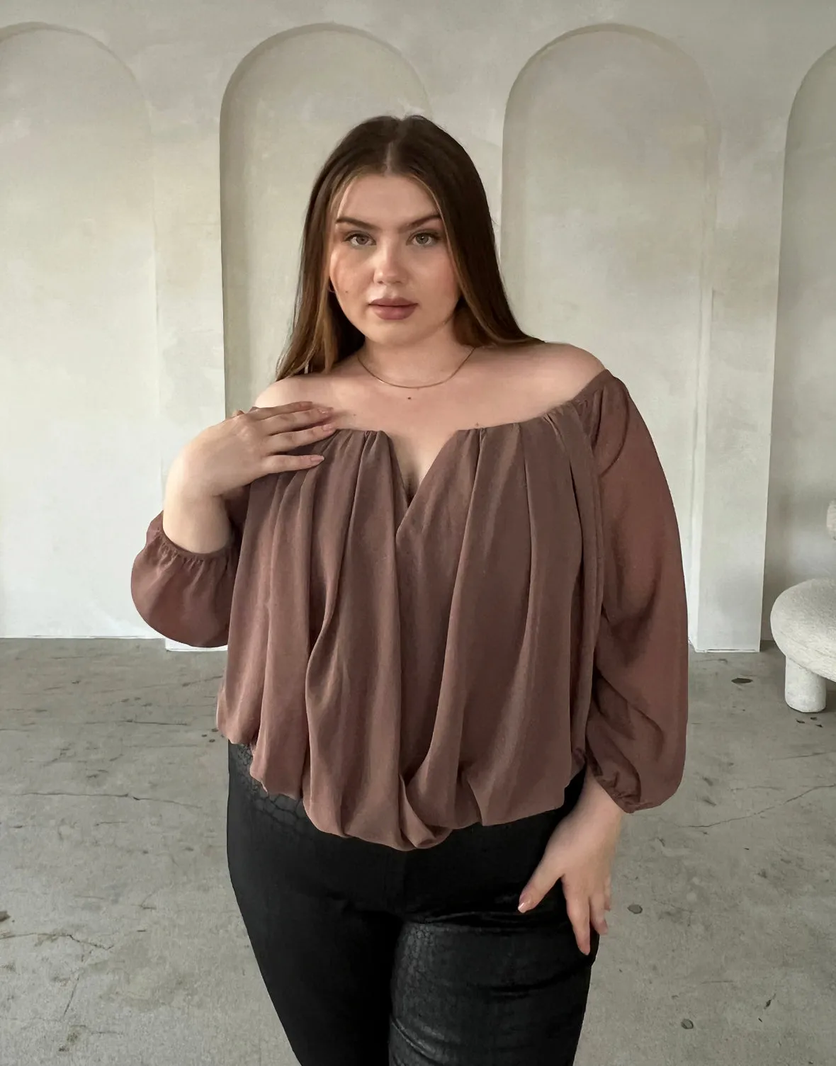 Plus Size Draped Chiffon Blouse sold by 2020 Ave product image thumbnail 3