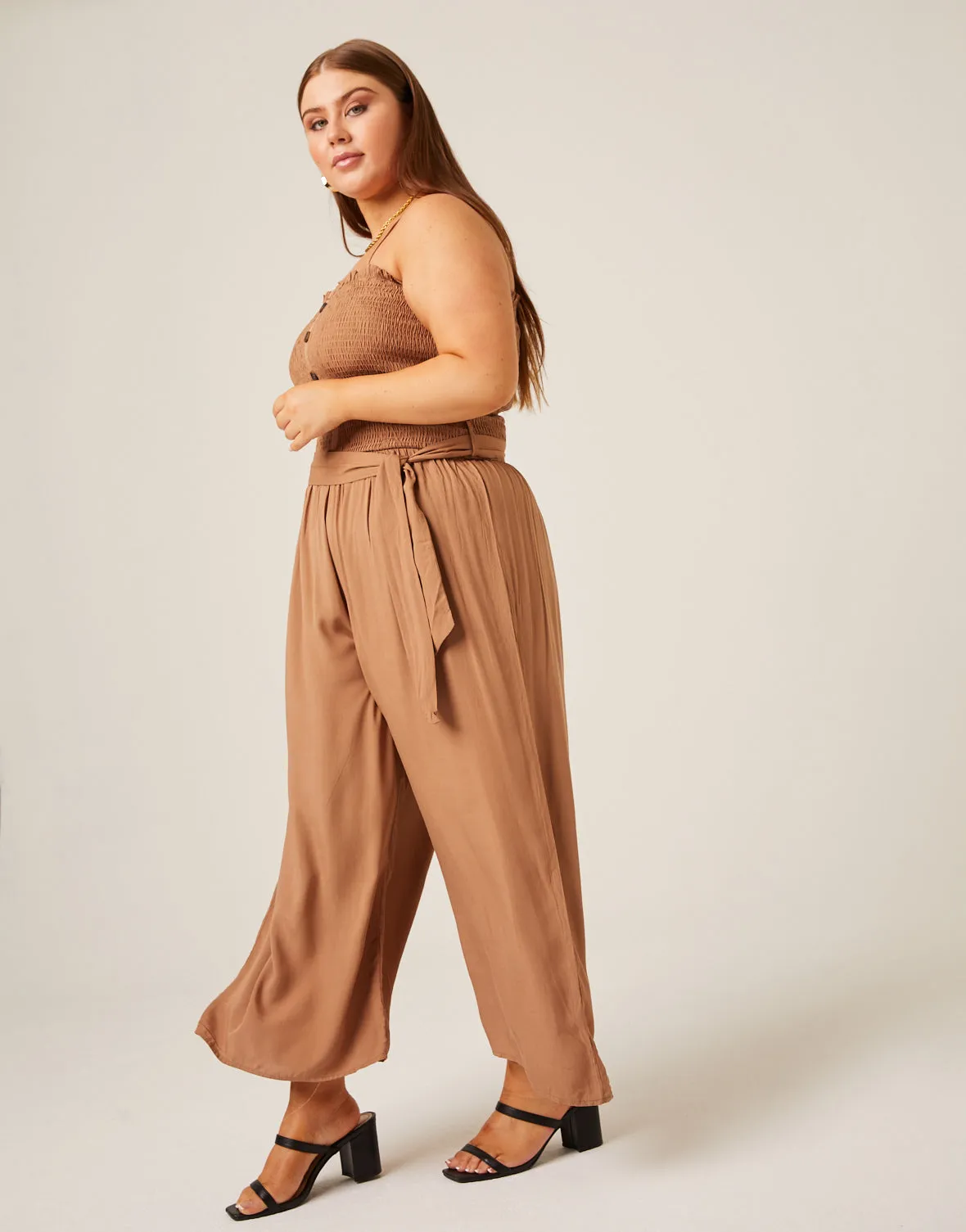 Plus Size Smocked Tie Belt Jumpsuit sold by 2020 Ave product image thumbnail 3