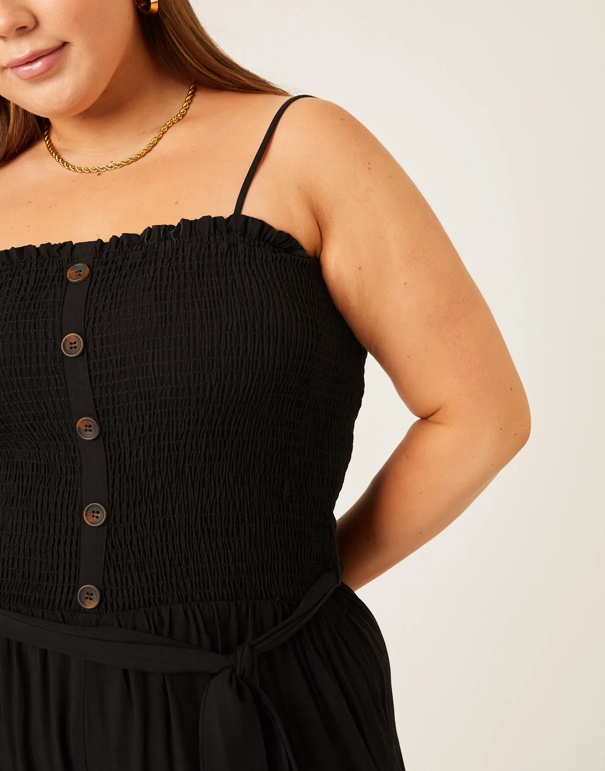 Plus Size Smocked Tie Belt Jumpsuit sold by 2020 Ave product image thumbnail 4