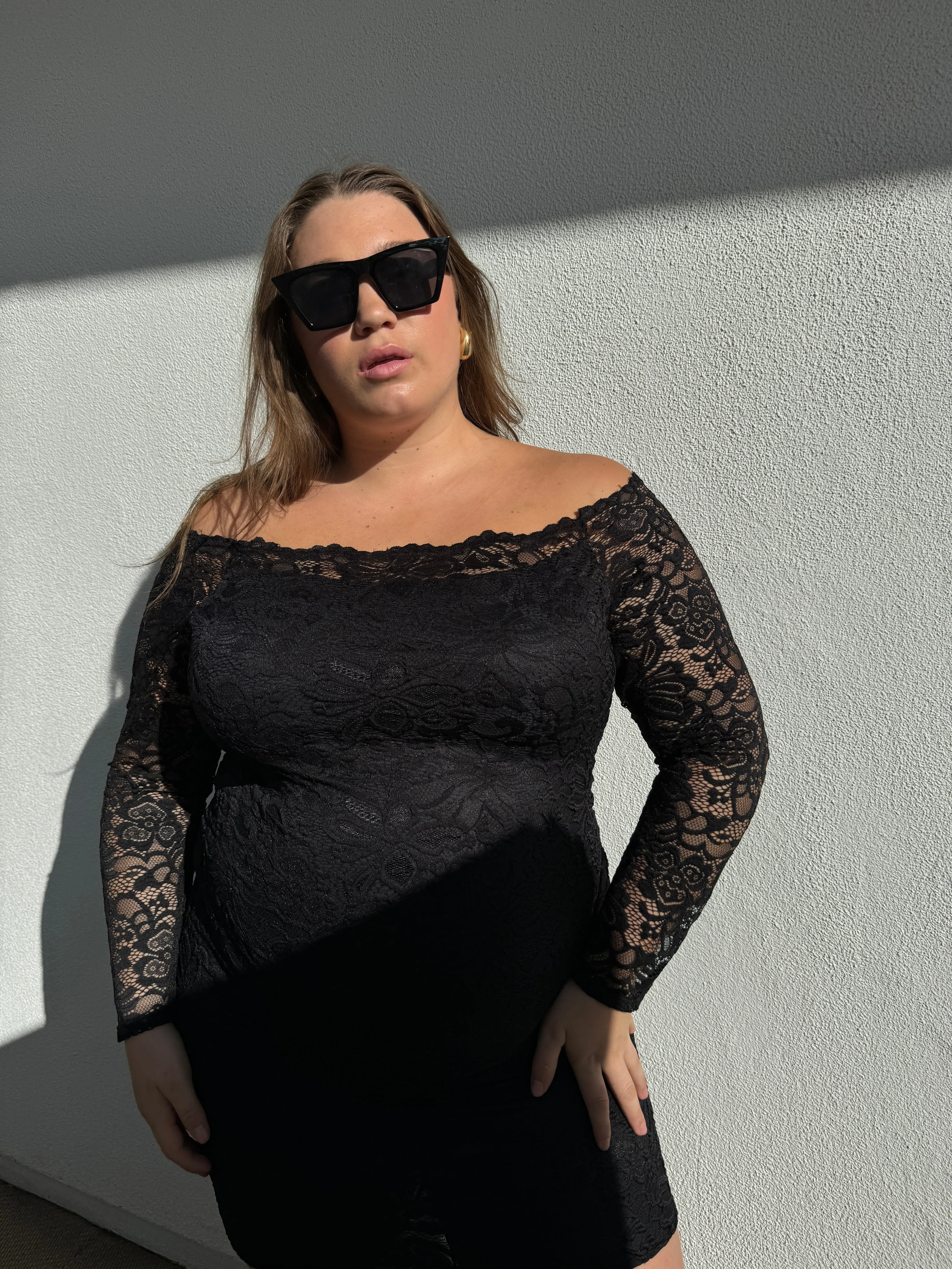 Plus Size Off The Shoulder Lace Mini Dress sold by 2020 Ave product image thumbnail 3