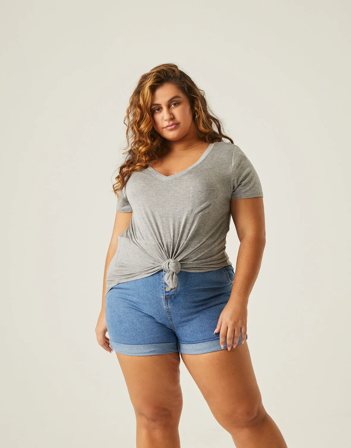 Plus Size Flowy V Neck Pocket Tee sold by 2020 Ave product image thumbnail 2