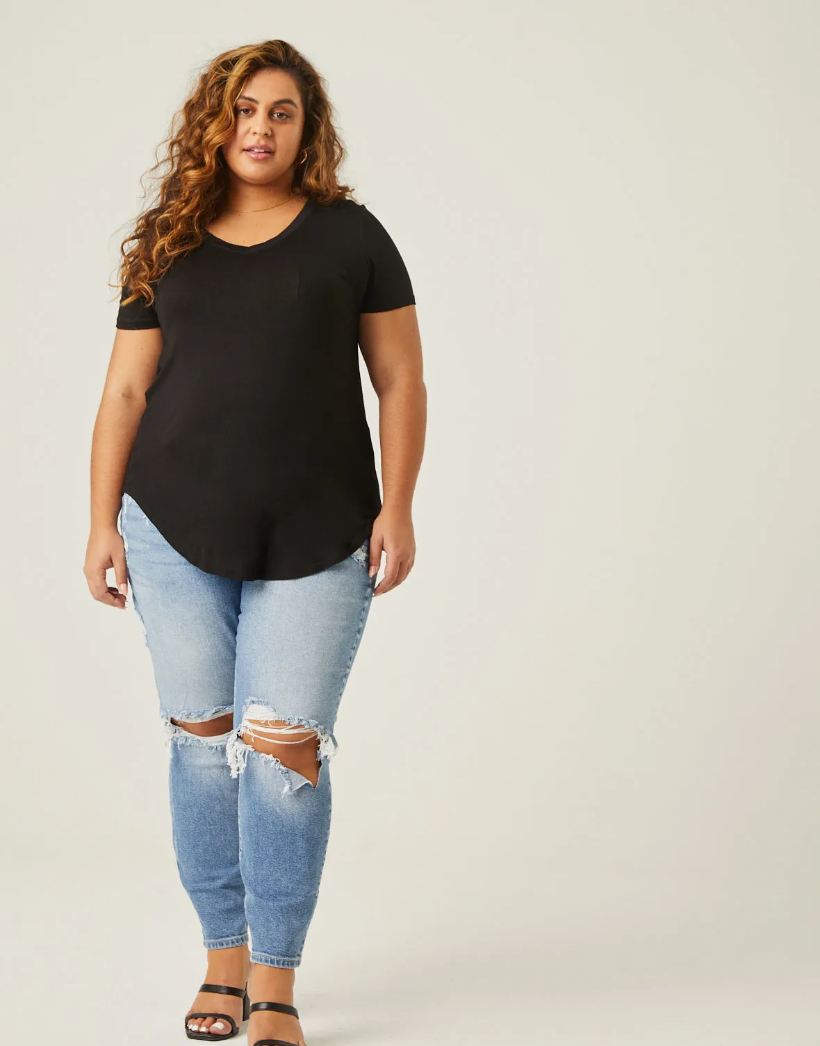 Plus Size Flowy V Neck Pocket Tee sold by 2020 Ave product image thumbnail 4