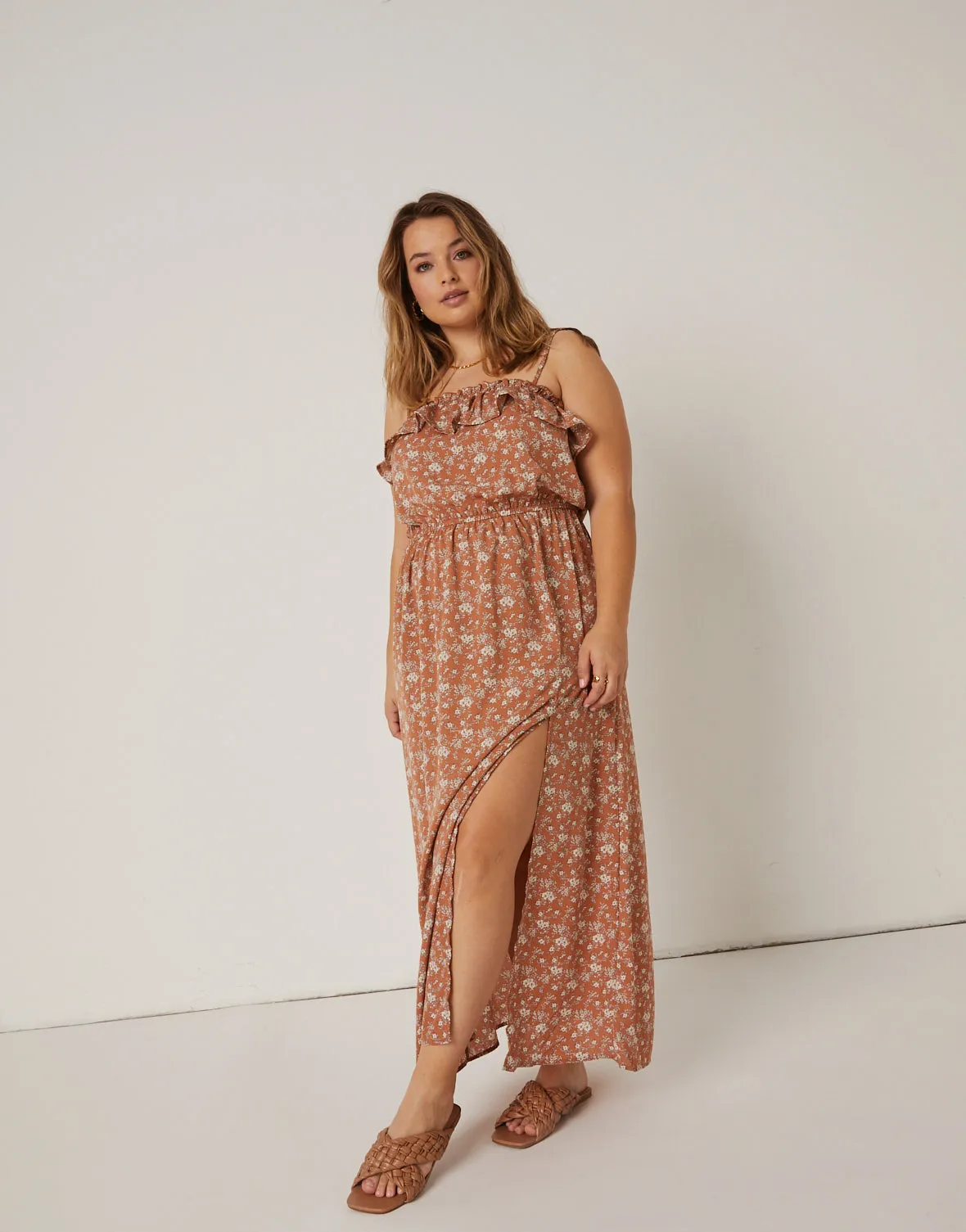 Plus Size Floral Maxi Ruffle Dress sold by 2020 Ave