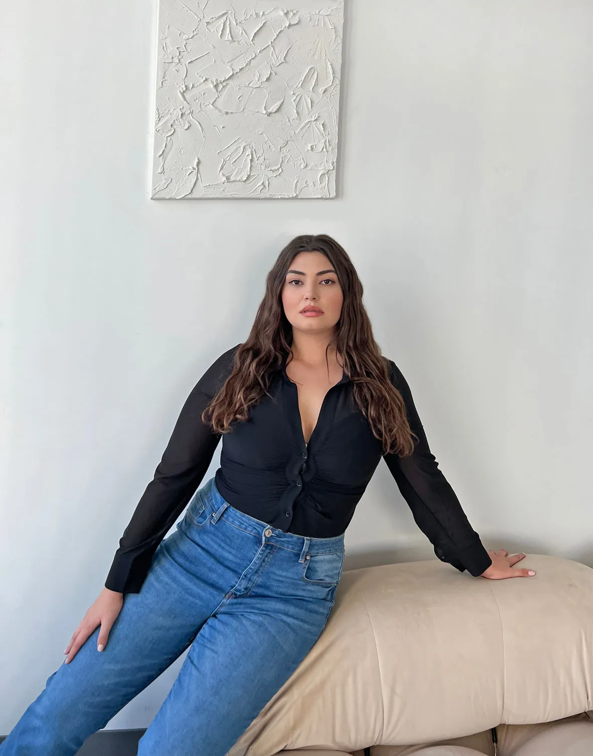 Plus Size Ruched Button Up Shirt sold by 2020 Ave product image thumbnail 4