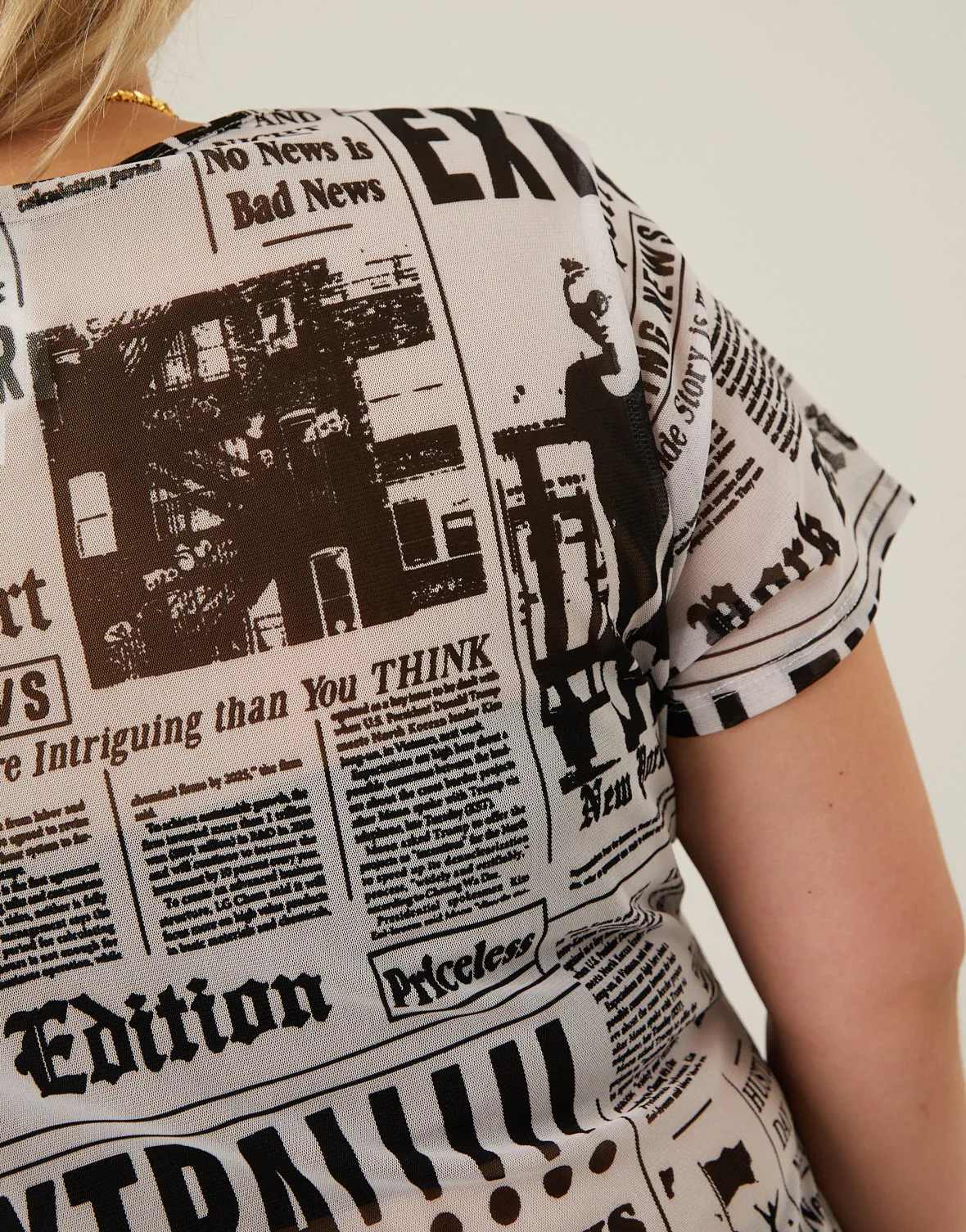 Plus Size Newspaper Mesh Tee sold by 2020 Ave product image thumbnail 4