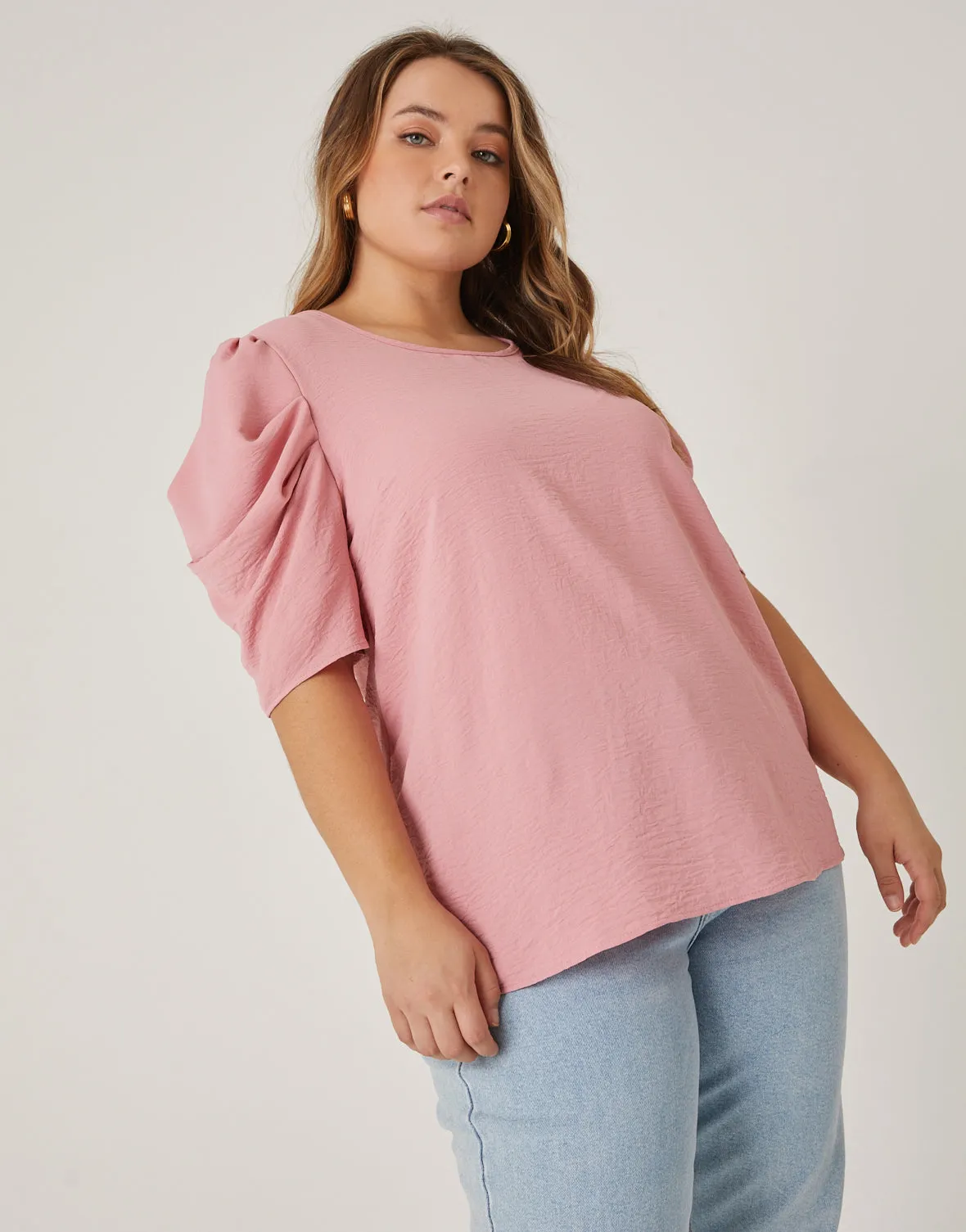 Plus Size Puff Sleeve Woven Blouse sold by 2020 Ave product image thumbnail 2