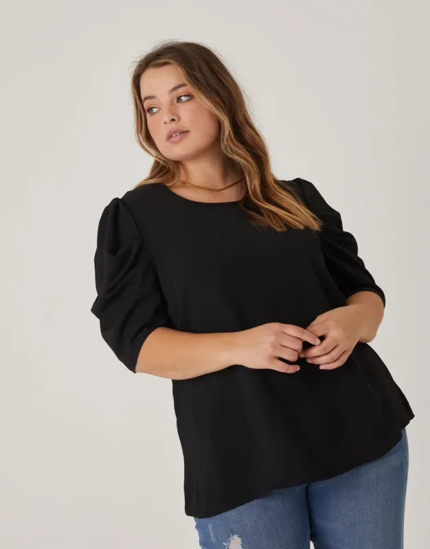 Plus Size Puff Sleeve Woven Blouse sold by 2020 Ave