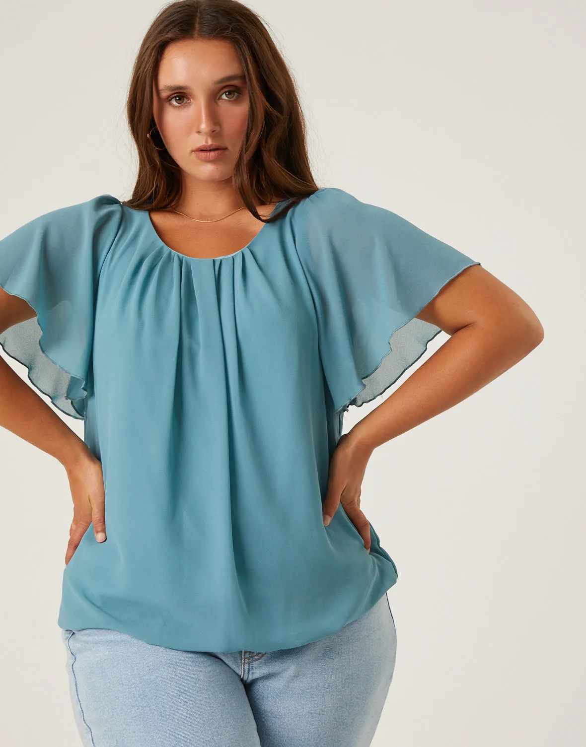 Plus Size Chiffon Flutter Sleeve Blouse sold by 2020 Ave product image thumbnail 3