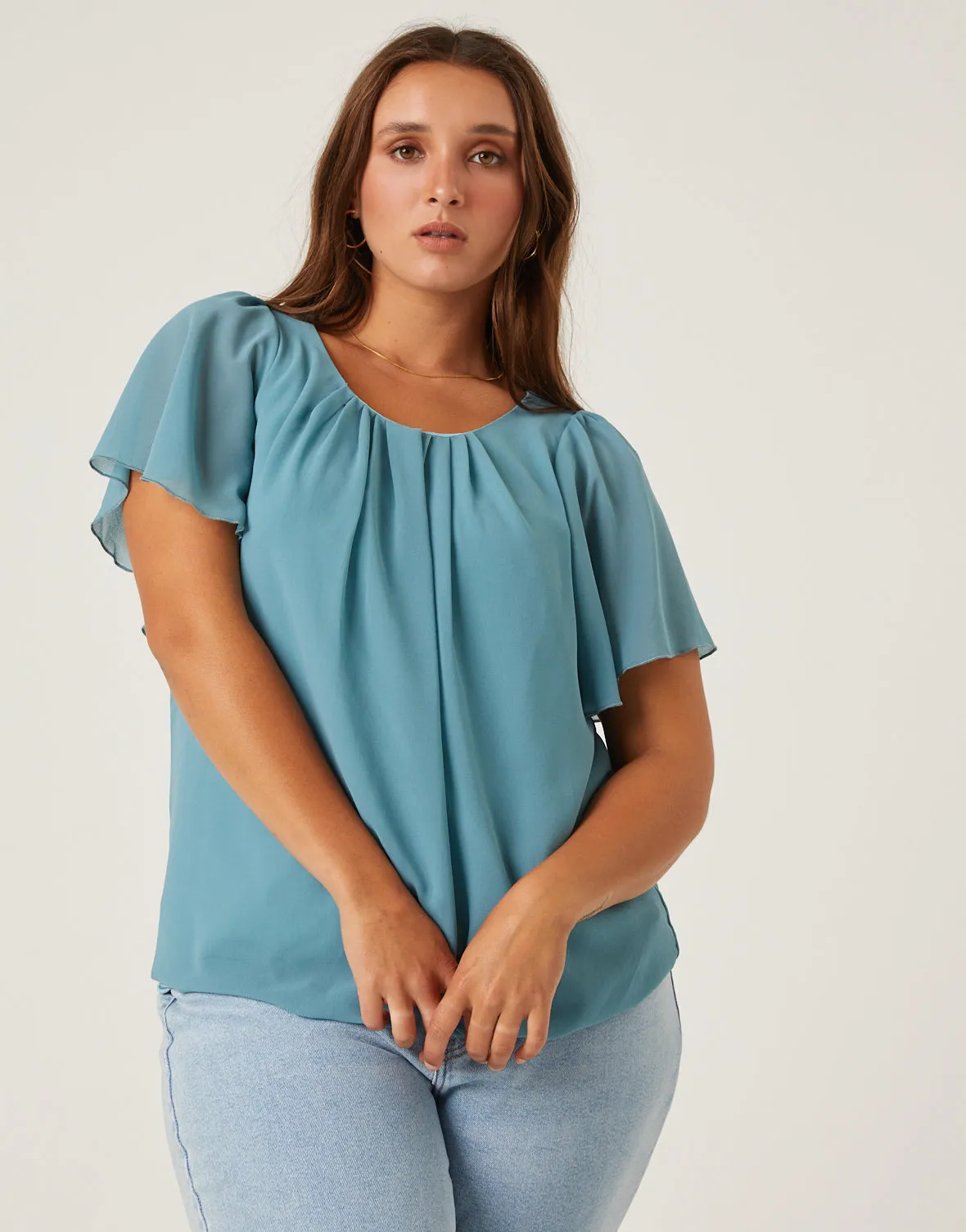 Plus Size Chiffon Flutter Sleeve Blouse sold by 2020 Ave product image thumbnail 2