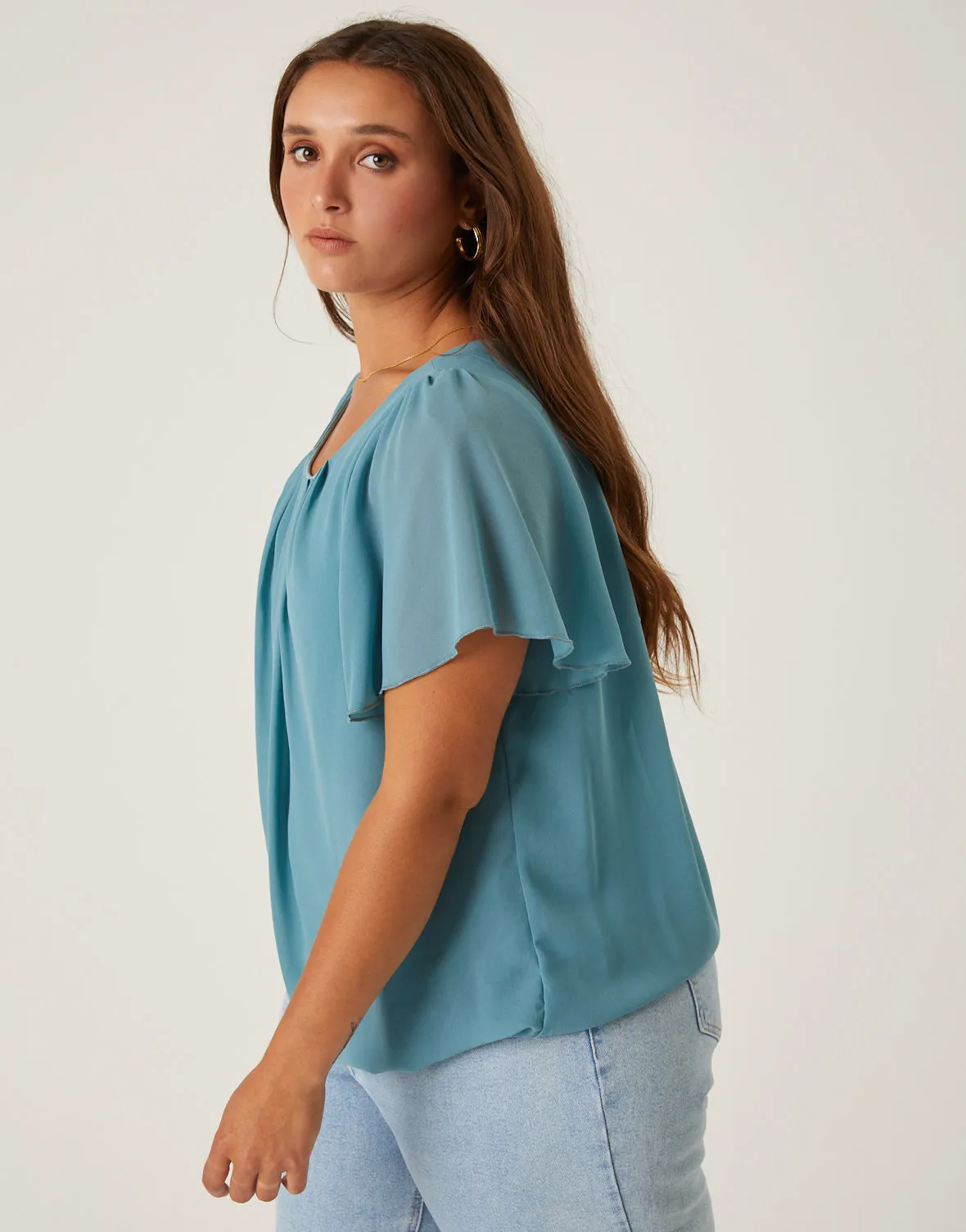 Plus Size Chiffon Flutter Sleeve Blouse sold by 2020 Ave product image thumbnail 4