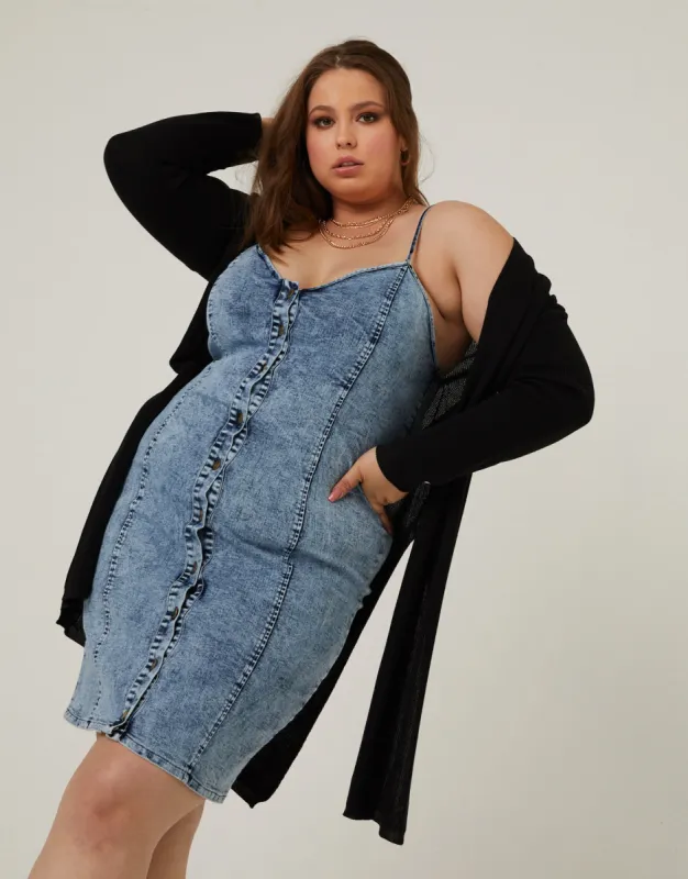 Plus Size Button Down Denim Dress made by Zenobia