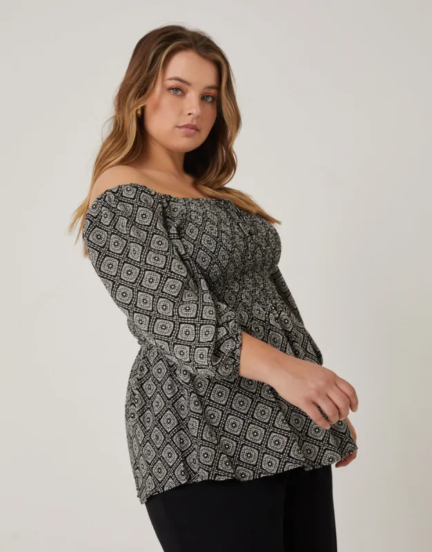 Plus Size Geometric Boho Patterned Top sold by 2020 Ave