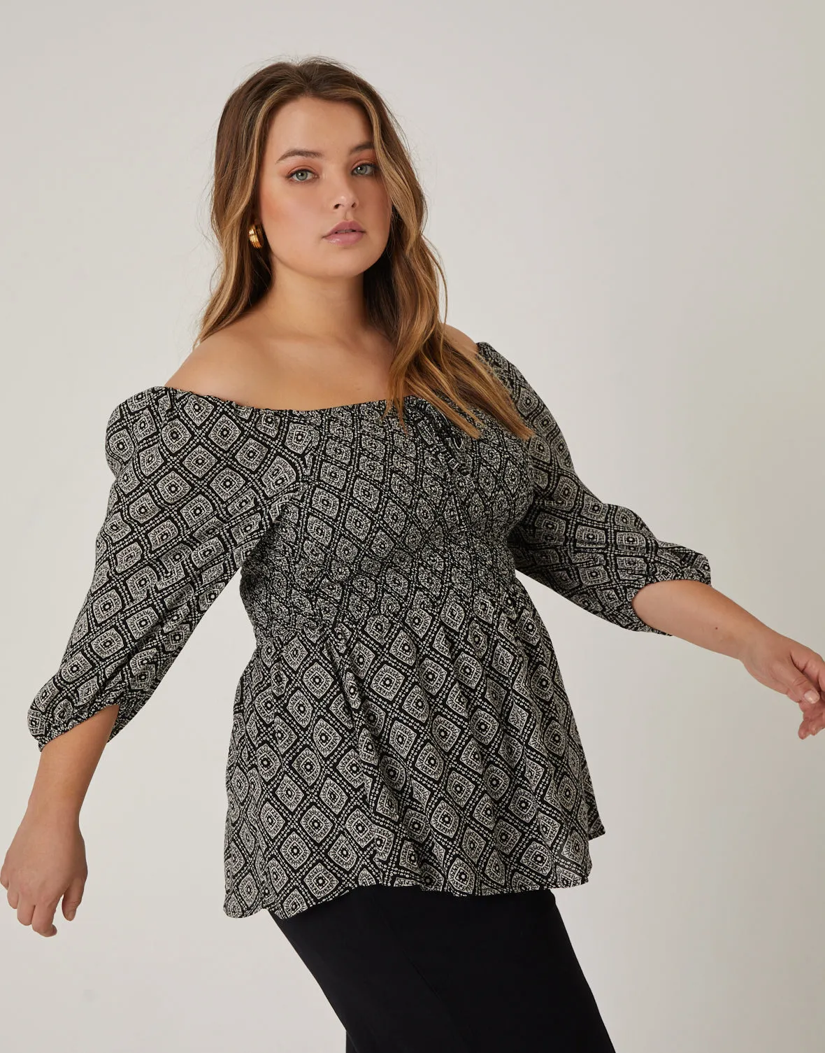 Plus Size Geometric Boho Patterned Top sold by 2020 Ave product image thumbnail 3