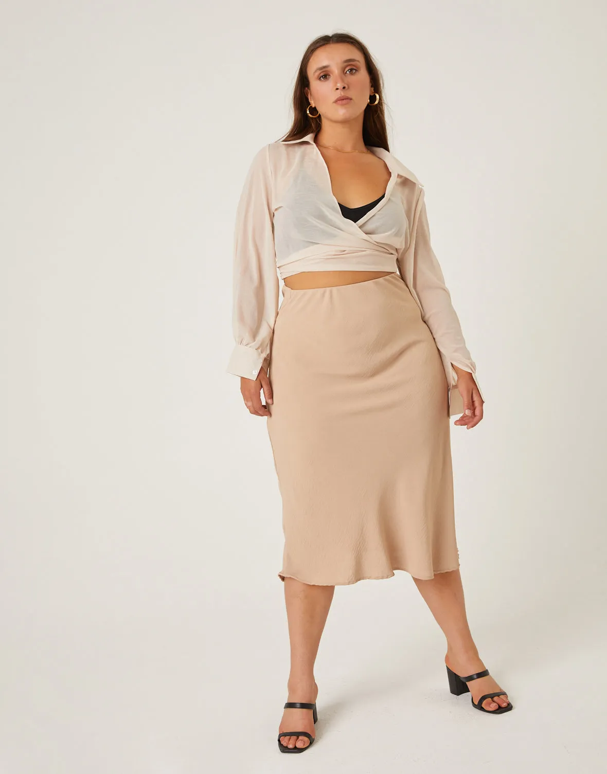 Plus Size Bias Cut Midi Skirt sold by 2020 Ave